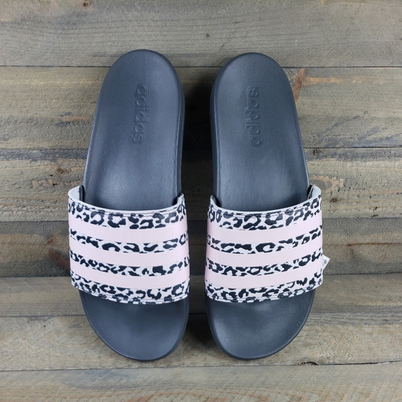 adidas Shoes - adidas Women's Adilette Comfort Slides Grey Pink Leopard